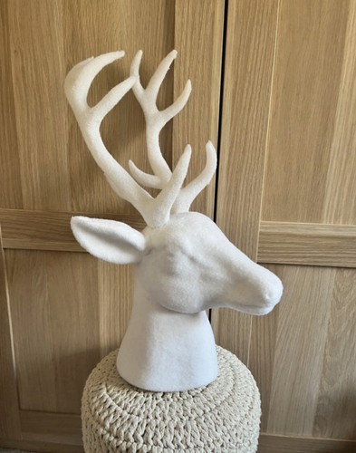 White faux stag head - white,