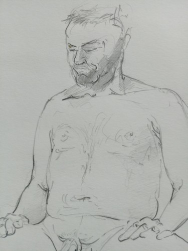 Pencil drawing male nude life