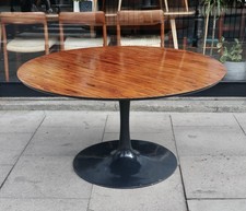 Vintage 1970s Arkana Round Rosewood Dining Table on a Black Tulip Base