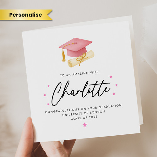Graduation card personalised - card,