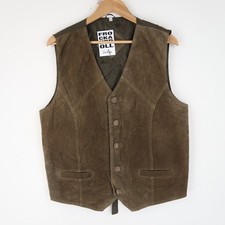 Vintage Suede Leather Waistcoat Western Vest Size L (V2300)