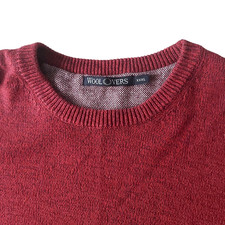 Woolovers Jumper Men XXXL 3XL 100% Cotton Crew Neck Red Winter Sweater Pullover