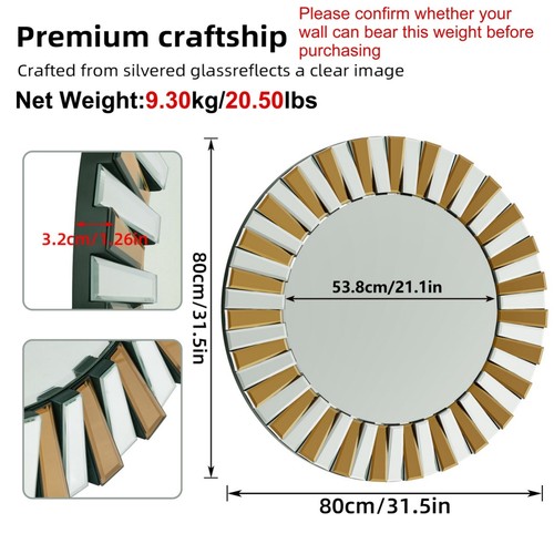 Luxury art wall mirror round - art,