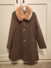 Girls John Lewis Wool Winter Coat with Faux Fur Collar 10Y