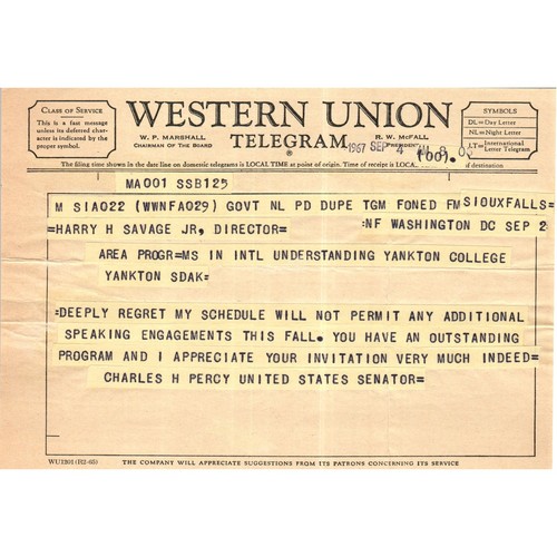 Western union telegram from - union,