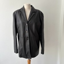 Vintage Lakeland Leather Black Real Leather Jacket Coat Soft Leather Size 16