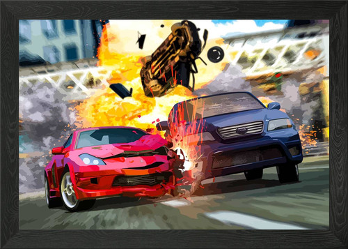Car crash explosion framed - car,
