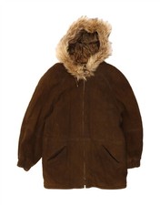 VINTAGE Womens Hooded Suede