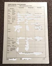 CASIO CZ-101 / CZ-1000 MIDI Implementation chart A4 sheet mid-1980s rare