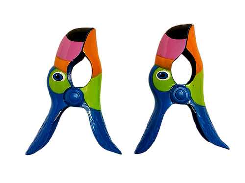 Blue toucan beach towel clips - towel,
