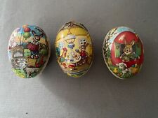 3 Small Vintage 1960s GDR Paper Mache 9cm Cardboard BunnyEaster Egg East Germany