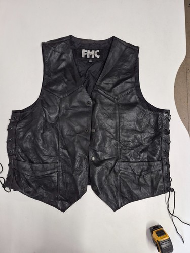 Vintage leather waistcoat - , 46"
