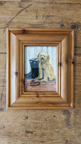 Original oil pastel dog - original,