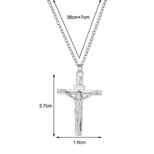 18k Gold Jesus Crucifix Cross Pendant Necklace Men Women Catholic Jewellery Gift