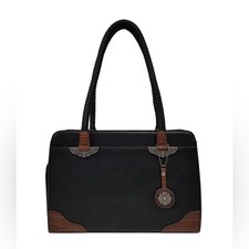 Bueno of California Bueno Mixed Media Satchel Black Bag Purse Handbag