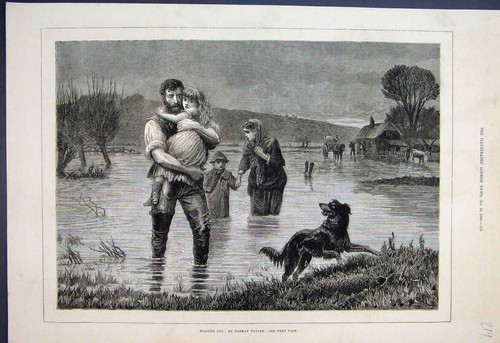 Original old antique print - old,