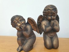 Vintage cherub bronzed winged - cherub,