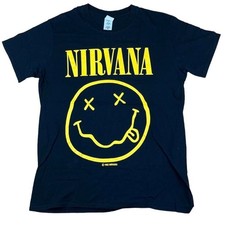 Nirvana T Shirt Medium 1992 Black Modern Gildan Tag Grunge Kurt Cobain USA