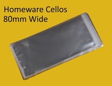 Clear Cello Display Bags Self Seal - 80mm Wide Cellophane Tall/Slim Bag Homeware