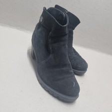 ARA WOMEN'S SUEDE ANKLE ZIPPED BOOTS BLACK SIZE UK4.5 EU37.5(BOX75)