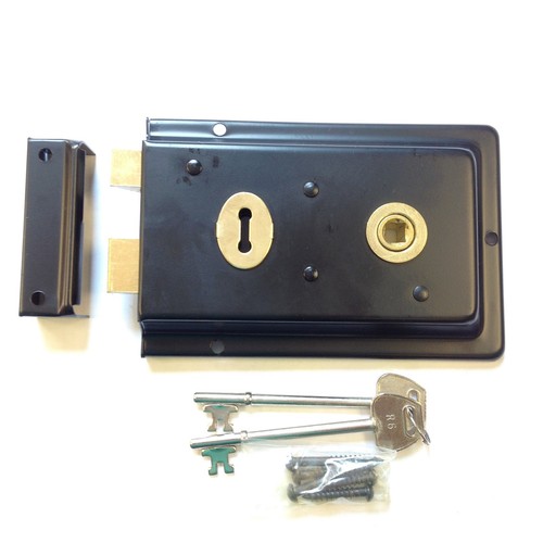 Double handed black rim lock - black,