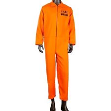 Mens XXL Prisoner Costume Orange Overall Jumpsuit Convict Stag Do Fancy Dress