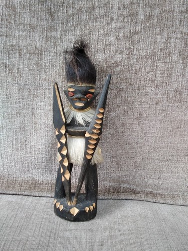 Vintage carved wooden - carved, warrior