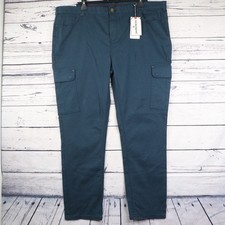 Joe Browns Comfy Cargo Trousers Mens W46 L32 Utility Teal Blue Zip Fly