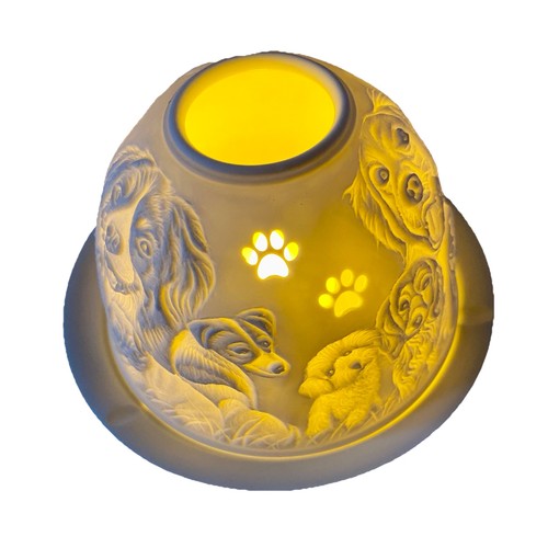 Porcelain dog tealight holder - porcelain,