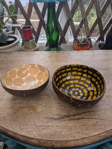 Pair handcrafted coconut shell - pair,