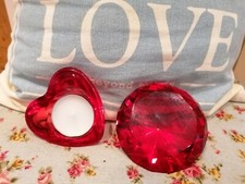 8cm Large Diamond Red Ruby Crystal Glass Candle Holder Table Decoration 