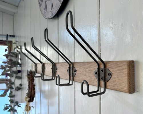 Solid oak wooden coat rack - wooden,