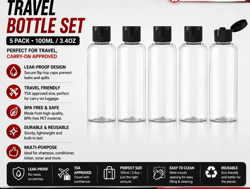 5pcs travel bottles for - 5pcs,
