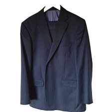 Brook Taverner Navy Blue Pinstripe Suit, 2 Piece, Mens UK 44R W38 L31