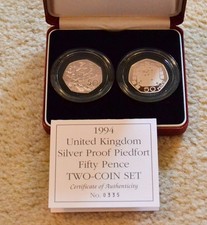 SILVER PIEDFORT TWO COIN 50P