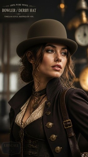 100 pure wool brown bowler - 100%,