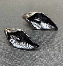 VTG 80s/90s Enamelled Calla Lily Earrings Black Gothic Mourning Halloween