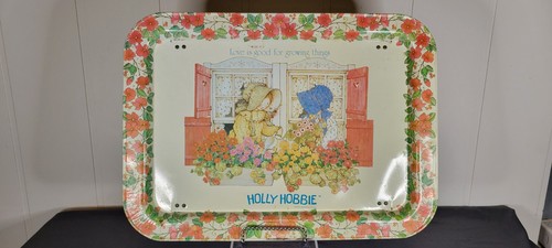 Vintage metal tin tray holly - tin,