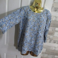 DAMART ● size 18 20 ● blue white floral thin jumper top womens ladies