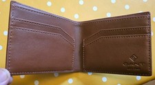 New Men’s Gant ‘Signature Weave’ Brown Leather Bifold Wallet in Gift Box