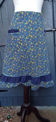 Blue floral vintage style half - blue,