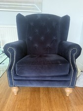 Barker and Stonehouse Ullswater velvet buttoned wing chair single seater
