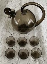 ?RARE Danish ART DECO glass KETTLE DECANTER LIQUEUR SET HOLMEGAARD JACOB BANG