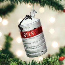 Aluminum Beer Keg Glass Ornament Old World Christmas NEW IN BOX  