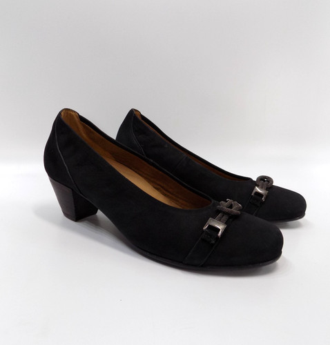 Gabor black leather court - black,