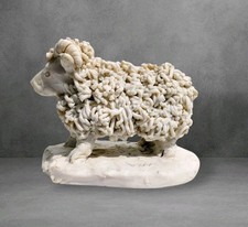 Vintage Studio Art Spaghetti Pottery White Ceramic Sheep Figurine Figure WM Mark