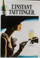 Original Vintage French Poster for L'Instant Taittinger (Champagne Ad) 1980's