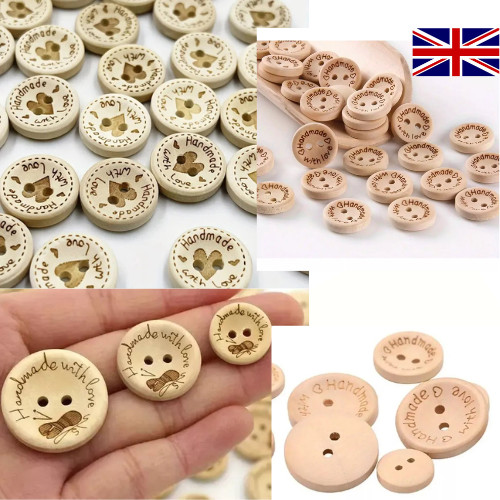 Natural wooden buttons - natural,