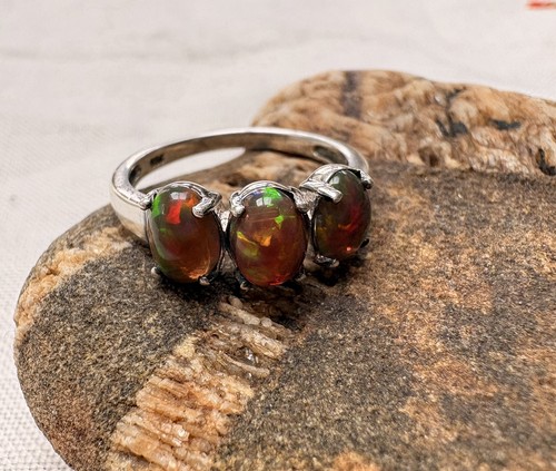 Vintage black fire opal - black,