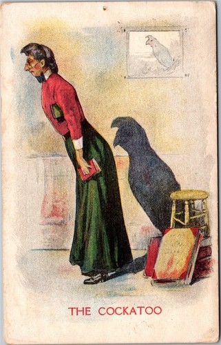Postcard woman and shadow